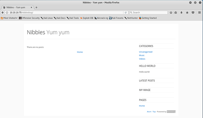 NibbleBlog Main Page